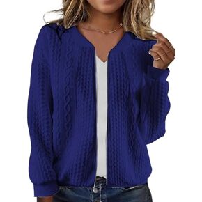 Women's Zip Up Cardigan Sweater Cable Hoodies Long Sleeve Jacket Outfits Crewneck Casual Coat