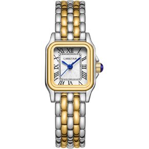 CHEETAH Gold Watches for Women with Small Vintage Bracelet, Rectangular Case Roman Dial