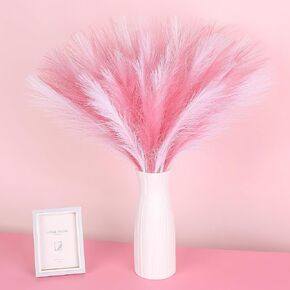 30 Pcs Pampas Grass Black Decor 21.7" Fluffy Faux Short Pampas Grass Artificial Small Pompas Grass Flower Vase Filler for Home Wedding Living Room Wall Party Decoration