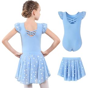 DIPUG Ballet Leotards for Girls Toddler Dance Leotard Set with Removable Shiny Skirt