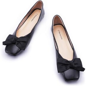 C.Paravano Women's Flats | Square Toe Shoes for Women | Leather Flat Shoes for Women | Slip On Ballet Flats