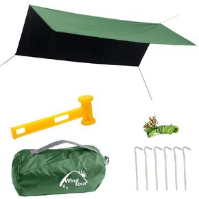 Portable Multifunctional Tent Footprint Traveling Awning Backpacking Tarp Rain Fly Tarp Tent Waterproof Shelter Outdoor Camping Tarp Sun Shelter for Hiking, Beach (118×118 in)