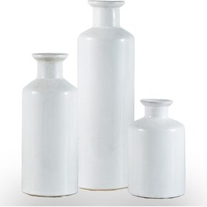 Blue Ceramic Vase Set of 3 Small Vases, Modern Farmhouse for Home Decor Bottles, Rustic Terracotta Vase Decorative Vases for Table,Fireplaces Decor, Bookshelf, Living Room