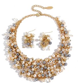 Bocar Crystal Chunky Collar Statement Necklace Earring Set for Women Gift (NK-10260-set)