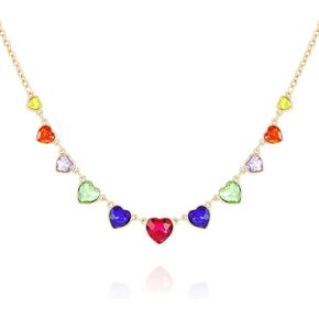 GUESS Goldtone Rainbow Glass Stone Statement Necklace For Women