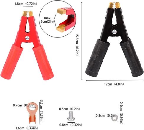 500A Battery Jumper Cables Clamp, Heavy Duty Pure Copper Alligator Clips Jumper Cables Boost Clamp, Car Battery Charger Clamps, Fit for Car Auto Vehicle Boat,2 Pcs in Saudi Arabia