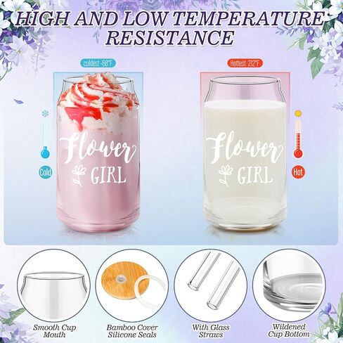 Meanplan 9 Pcs Flower Girl Gift Set Flower Girl Proposal Gifts Flower Girl Ice Coffee Cup Canvas Bag Sunglasses Hair Ring Diamond Pen Card Envelope for Wedding Bridal Engagement (Blush,Cute) in Saudi Arabia
