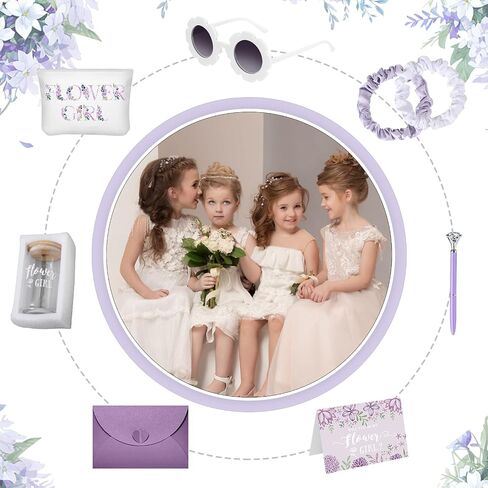 Meanplan 9 Pcs Flower Girl Gift Set Flower Girl Proposal Gifts Flower Girl Ice Coffee Cup Canvas Bag Sunglasses Hair Ring Diamond Pen Card Envelope for Wedding Bridal Engagement (Blush,Cute) in Saudi Arabia