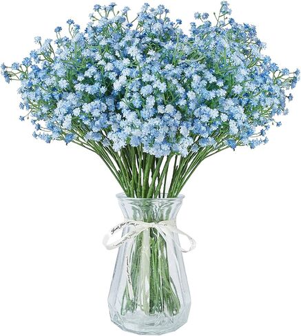 Babys Breath Artificial Flowers,6 Pcs Gypsophila Real Touch Flowers for Wedding Party Home Garden Decoration Blue in Kuwait