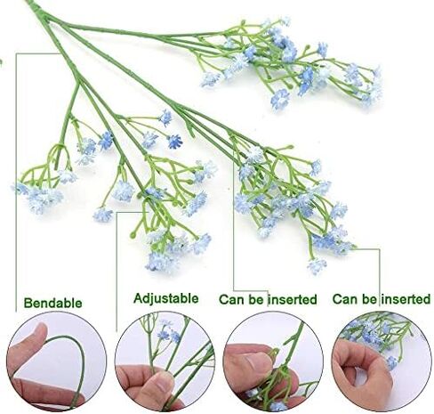 Babys Breath Artificial Flowers,6 Pcs Gypsophila Real Touch Flowers for Wedding Party Home Garden Decoration Blue in Kuwait