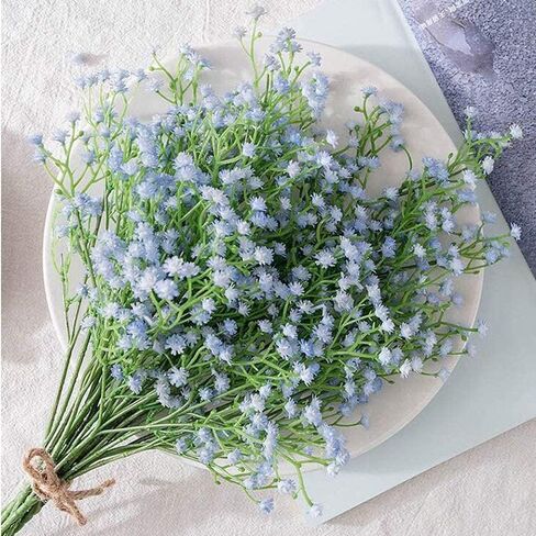 Babys Breath Artificial Flowers,6 Pcs Gypsophila Real Touch Flowers for Wedding Party Home Garden Decoration Blue in Kuwait