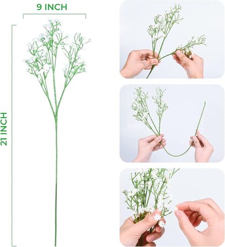 Babys Breath Artificial Flowers,6 Pcs Gypsophila Real Touch Flowers for Wedding Party Home Garden Decoration Blue in Kuwait