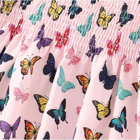 فستان بناتي كاجوال برقبة مربعة وأكمام طويلة وفساتين للأطفال الصغار مقاس 3-7T in Kuwait