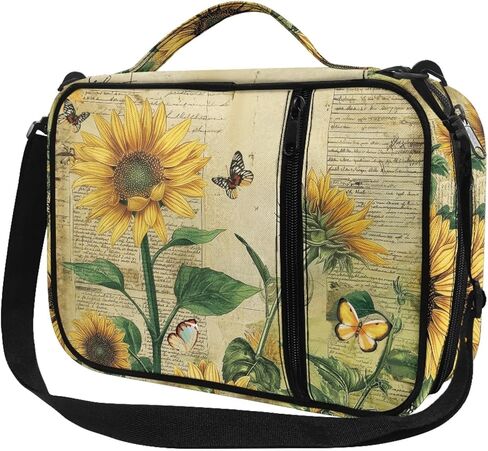 Vintage Sunflower Bible Case for Girls Women Bible Cover Bible Bags Church Bag Bible Protective Bag with Shoulder Strap Handle Bible Carrying Case Bible Holder Case in Kuwait