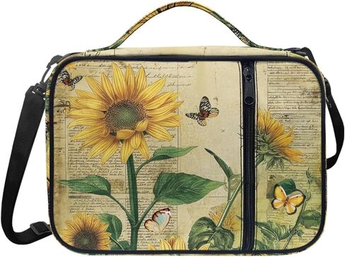 Vintage Sunflower Bible Case for Girls Women Bible Cover Bible Bags Church Bag Bible Protective Bag with Shoulder Strap Handle Bible Carrying Case Bible Holder Case in Kuwait