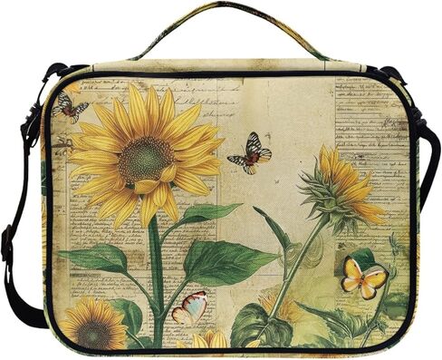 Vintage Sunflower Bible Case for Girls Women Bible Cover Bible Bags Church Bag Bible Protective Bag with Shoulder Strap Handle Bible Carrying Case Bible Holder Case in Kuwait
