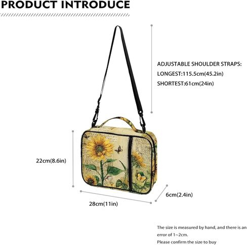 Vintage Sunflower Bible Case for Girls Women Bible Cover Bible Bags Church Bag Bible Protective Bag with Shoulder Strap Handle Bible Carrying Case Bible Holder Case in Kuwait