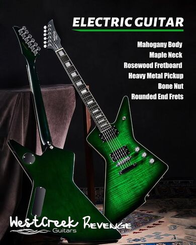 WestCreek Revenge Right Handed Electric Guitar with Heavy Metal Humbucker Pickups, Jumbo Frets, and Mahogany Body in Saudi Arabia