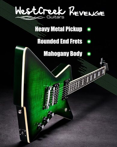 WestCreek Revenge Right Handed Electric Guitar with Heavy Metal Humbucker Pickups, Jumbo Frets, and Mahogany Body in Saudi Arabia