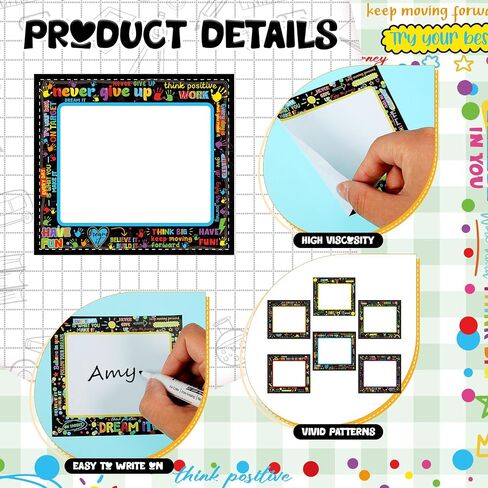 108 Pcs Rainbow Name Plates Rainbow Name Tags Self Adhesive Classroom Labels Rainbow Classroom Decor Kids Name Labels for Desk Classroom Supplies Decoration Back to School Party Favor (Rainbow) in Saudi Arabia