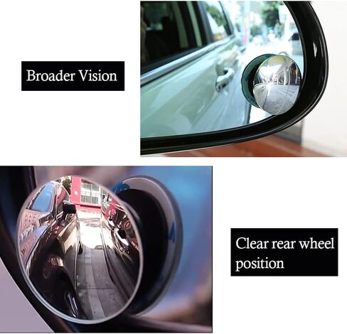 Automobile Blind Spot Mirror, 360-Degree Adjustable Automobile Rear View Mirror Small Round Mirror Reversing Mirror Frameless Blind Spot Wide-Angle Mirror Auxiliary Mirror （Pack of 2） in Saudi Arabia