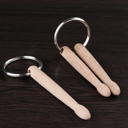 Mini Drum Sticks Keychain 2 Natural Wood Miniature Drum Stick Percussion Key Ring for Drummer in Saudi Arabia