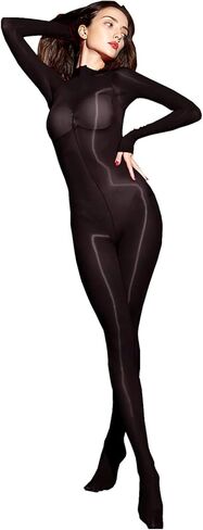 HTRUIYA Women's Oil Shiny Bodystocking Long Sleeved Sexy Body Stocking Sheer Nylon Full Body Stocking Glossy Tights Pantyhose in Kuwait