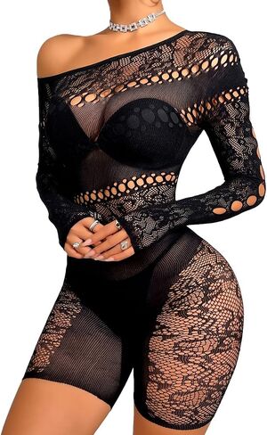 Woman Lingerie Bodysuit Fishnet Bodystocking Sexy Tights Bodycon Jumpsuit in Saudi Arabia