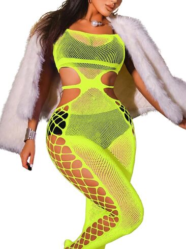 Kaei&Shi Fishnet Bodysuit,Sheer Mesh Sexy Stocking For Women Lingerie,Exotic Dancewear Rave Outfits in Saudi Arabia