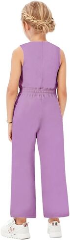 Girl's Jumpsuits Summer Sleeveless Overalls Round Neck One Piece Sets For Kids Fashion Long Pants Rompers in Saudi Arabia