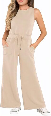 Girl's Jumpsuits Summer Sleeveless Overalls Round Neck One Piece Sets For Kids Fashion Long Pants Rompers in Saudi Arabia