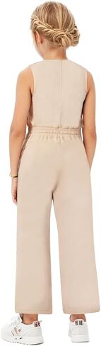 Girl's Jumpsuits Summer Sleeveless Overalls Round Neck One Piece Sets For Kids Fashion Long Pants Rompers in Saudi Arabia