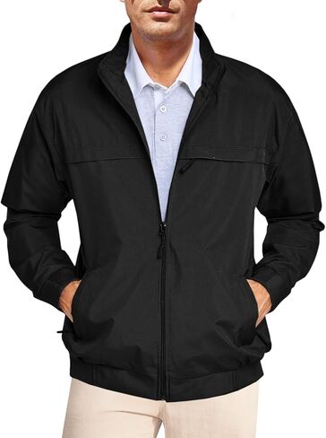 سترات Runcati الرجالية خفيفة الوزن بسحاب كامل، وياقة واقفة، وسترة منفوخة كاجوال ضد الرياح، ملابس خارجية in Kuwait