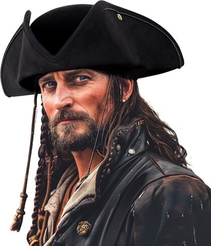 UQJE Authentic Pirate Hat for Adult Leather Tricorn Halloween Colonial Costume Accessories in Saudi Arabia