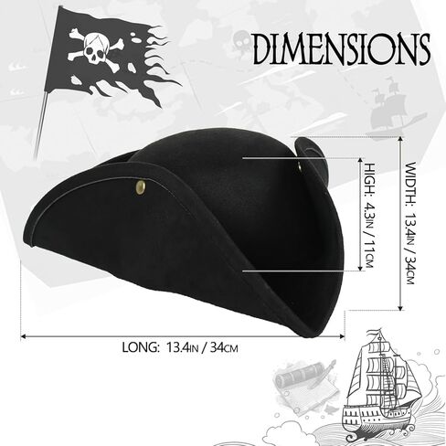 UQJE Authentic Pirate Hat for Adult Leather Tricorn Halloween Colonial Costume Accessories in Saudi Arabia
