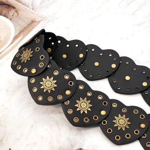 Wide Disc Belts Hollow Heart Leather Belt Vintage Western Belts for Women Dresses in Saudi Arabia