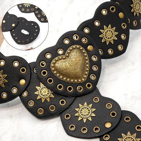 Wide Disc Belts Hollow Heart Leather Belt Vintage Western Belts for Women Dresses in Saudi Arabia