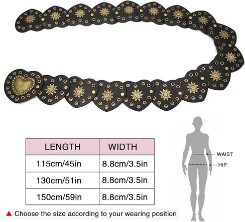 Wide Disc Belts Hollow Heart Leather Belt Vintage Western Belts for Women Dresses in Saudi Arabia