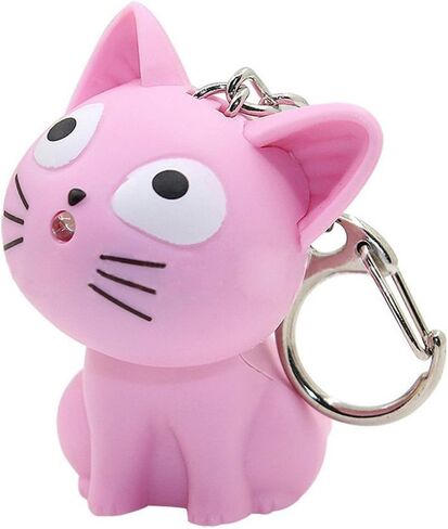LED Cute Kitty Cat Keychain with Sound and Flashlight Lover Gift Child Toy in Saudi Arabia