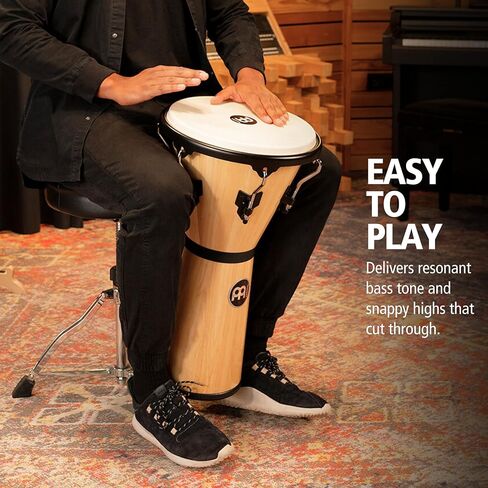 أداة Meinl Percussion Djembe ذات الطبلة الدائرية، سلسلة بطانة الرأس من الخشب الصلب - غير مصنوعة في الصين - رأس من جلد الماعز سهل الضبط، ضمان لمدة عامين (HDJ500VWB-M) in Saudi Arabia