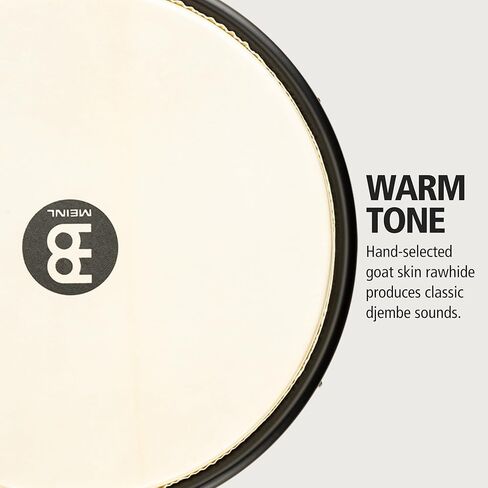أداة Meinl Percussion Djembe ذات الطبلة الدائرية، سلسلة بطانة الرأس من الخشب الصلب - غير مصنوعة في الصين - رأس من جلد الماعز سهل الضبط، ضمان لمدة عامين (HDJ500VWB-M) in Saudi Arabia