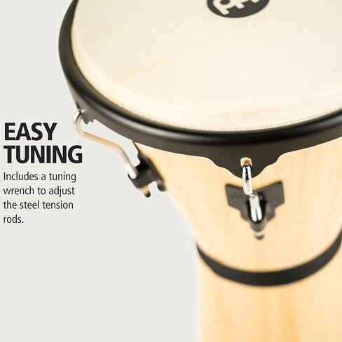 أداة Meinl Percussion Djembe ذات الطبلة الدائرية، سلسلة بطانة الرأس من الخشب الصلب - غير مصنوعة في الصين - رأس من جلد الماعز سهل الضبط، ضمان لمدة عامين (HDJ500VWB-M) in Saudi Arabia