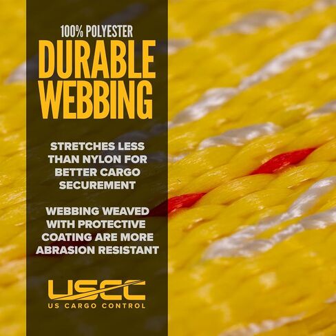 US Cargo Control E-Track Cam Buckle Straps (10-Pack), 2 Inch x 12 Foot Heavy Duty Yellow E-Track Straps with 4 Foot Fixed End and Spring E-Fittings, 833 lbs. Working Load Limit, Logistic Straps in Saudi Arabia