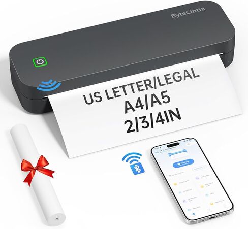Portable Printer for Travel, Bluetooth Thermal Printer Supports 8.5 x 11 Inch US Letter Size, Compatible with Android and iOS & Laptop Inkless Mobile Printer for Office, Car, School in Saudi Arabia