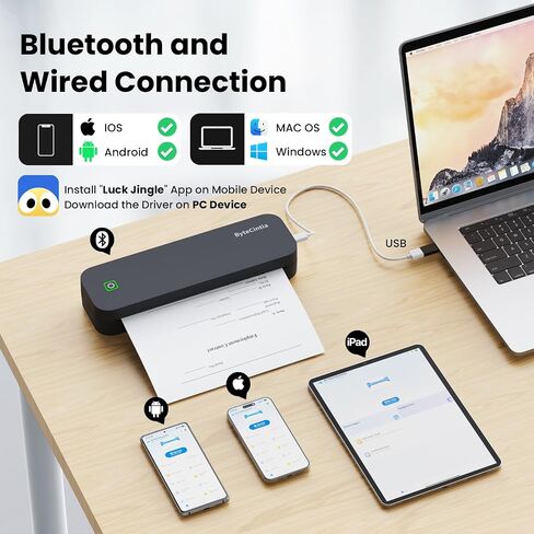 Portable Printer for Travel, Bluetooth Thermal Printer Supports 8.5 x 11 Inch US Letter Size, Compatible with Android and iOS & Laptop Inkless Mobile Printer for Office, Car, School in Saudi Arabia