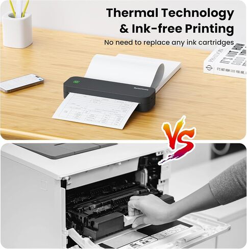 Portable Printer for Travel, Bluetooth Thermal Printer Supports 8.5 x 11 Inch US Letter Size, Compatible with Android and iOS & Laptop Inkless Mobile Printer for Office, Car, School in Saudi Arabia