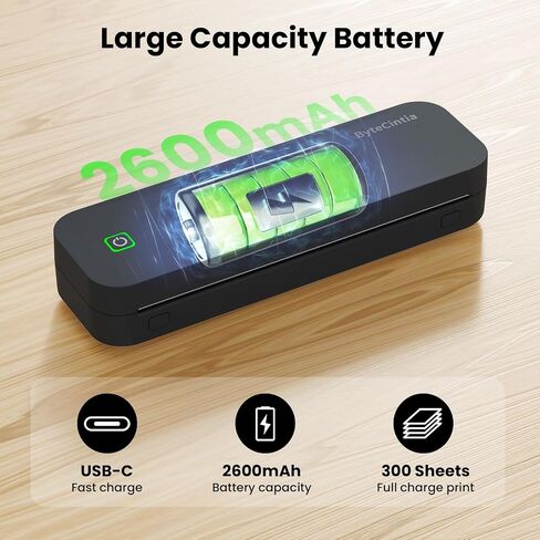 Portable Printer for Travel, Bluetooth Thermal Printer Supports 8.5 x 11 Inch US Letter Size, Compatible with Android and iOS & Laptop Inkless Mobile Printer for Office, Car, School in Saudi Arabia
