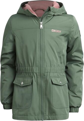 جاكيت DKNY للفتيات - جاكيت من الصوف القطبي الناعم بسحاب للفتيات - جاكيتات رياضية متوسطة الوزن بسحاب كامل (8-20) in Kuwait