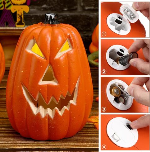 Angoily Halloween اليقطين فانوس LED جاك-O-فانوس أضواء اليقطين تعمل بالبطارية اليقطين متوهجة فانوس اليقطين منزل مسكون ديكور طاولة المنزل in Kuwait