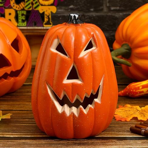 Angoily Halloween اليقطين فانوس LED جاك-O-فانوس أضواء اليقطين تعمل بالبطارية اليقطين متوهجة فانوس اليقطين منزل مسكون ديكور طاولة المنزل in Kuwait